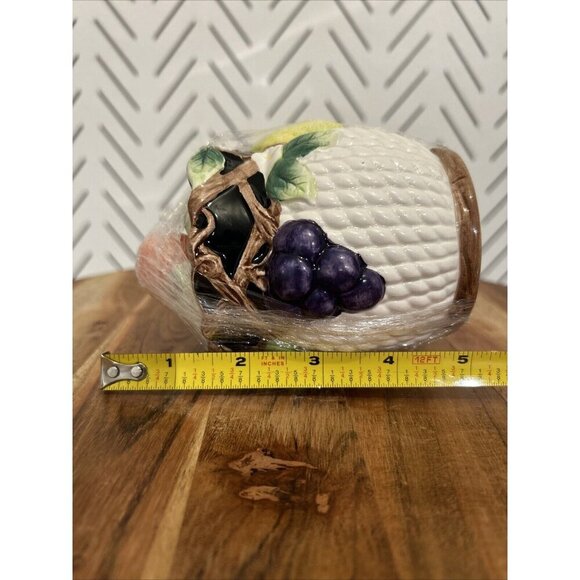 Fitz & Floyd Mediterranean Fruit Sugar Bowl Jam Jar Lid Spoon Vintage 1992 - Picture 9 of 10